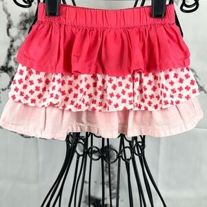 Gymboree Tiered Pretty Poppy Skirt Floral Shades of Pink Cotton Ruffled Layers